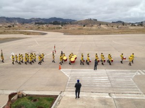 Bolivian Marching band on runway (c) O.Boundy